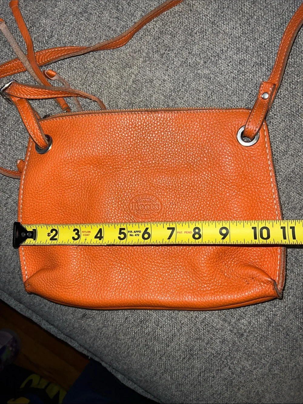 Roots Orange Pebbled Leather Crossbody Bag